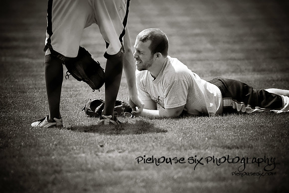 A diving attempt in the outfield